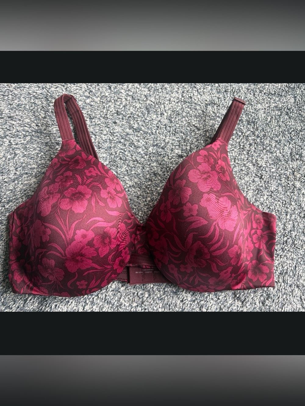 Bali Floral T-Shirt Bra in Burgundy Pink